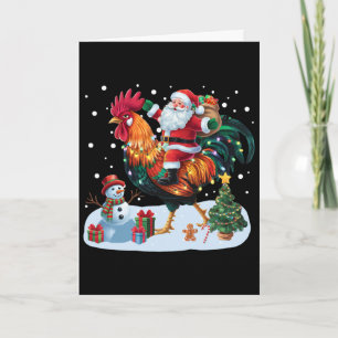 Kerstman rijdt kip grappige kerstlichtjes kip lief kaart