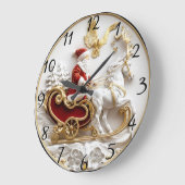 Kerstman rijdt met zijn slee door de winter grote klok (Hoek)