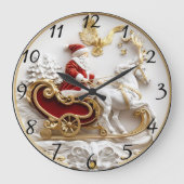 Kerstman rijdt met zijn slee door de winter grote klok (Voorkant)