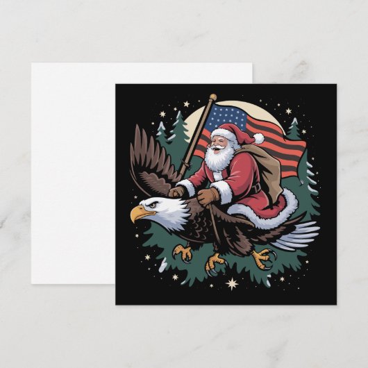 Kerstman rijdt op adelaar VS-vlag Kerstmis Feestdagenkaart (Voorkant / Achterkant)