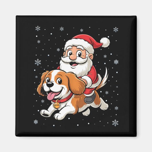 Kerstman rijdt op Cavalier King Charles Spaniel D Magneet (Voorkant)