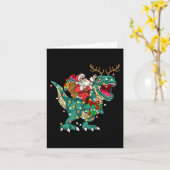 Kerstman rijdt op Dinosaur T rex Herten Kinderen J Kaart (Gele Bloem)