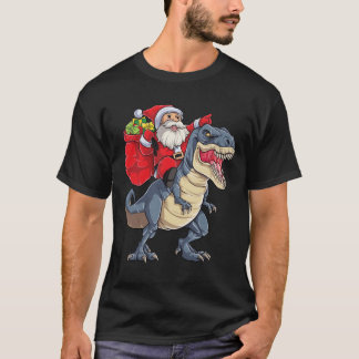 Kerstman rijdt op dinosaurus met kerstcadeaus Xmas T-shirt