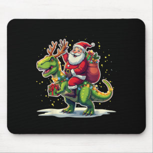 Kerstman rijdt op dinosaurus T Rex herten kerstlic Muismat