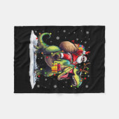 Kerstman rijdt op dinosaurus T Rex Kerst jongens m Fleece Deken (Voorkant (Horizontaal))