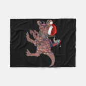 Kerstman rijdt op dinosaurus T Rex Kerst jongens m Fleece Deken (Voorkant (Horizontaal))