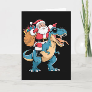 Kerstman rijdt op dinosaurus T Rex Kerst jongens m Kaart