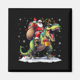Kerstman rijdt op dinosaurus T Rex Kerstmis jongen Magneet