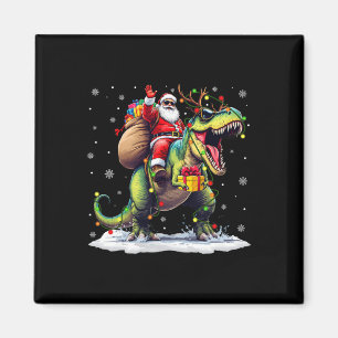 Kerstman rijdt op dinosaurus T Rex Kerstmis jongen Magneet