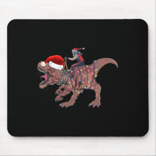 Kerstman rijdt op dinosaurus T Rex Kerstmis jongen Muismat