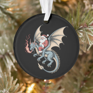 Kerstman rijdt op draak Kerstmis Vuurspuwend Kerst Ornament