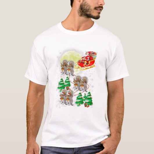 Kerstman rijdt op eekhoorn t-shirt (Voorkant)