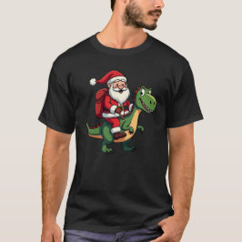 Kerstman rijdt op een dinosaurus beste kerstcadeau t-shirt