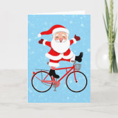 Kerstman rijdt op een fiets kaart (Voorkant)