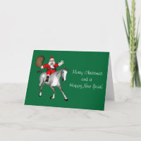 Kerstman rijdt op een grijze paard