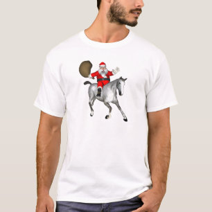 Kerstman rijdt op een grijze paard t-shirt