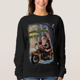 Kerstman rijdt op een motorfiets voor Kerstmis op  Trui