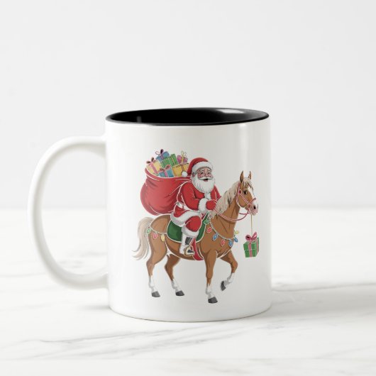 Kerstman rijdt op een paard aangepaste mok ontwerp (Links)