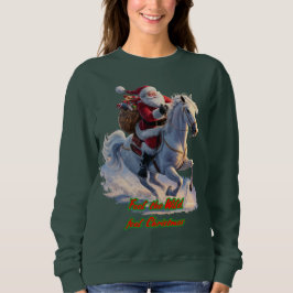 Kerstman rijdt op een paard met Kerstmis op een gr Trui