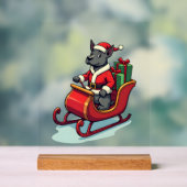 Kerstman rijdt op een Pitbull Acryl Bord (Neutraal)