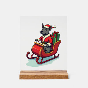 Kerstman rijdt op een Pitbull Acryl Bord