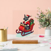 Kerstman rijdt op een Pitbull Acryl Bord (Huwelijk)