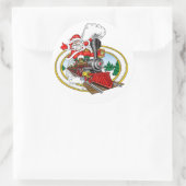 Kerstman rijdt op een stoomlocomotief ronde sticker (Tas)