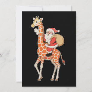 Kerstman rijdt op giraffe kerstmis Kerstvakantie Feestdagenkaart