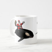 Kerstman rijdt op orka koffiemok (Voorkant links)