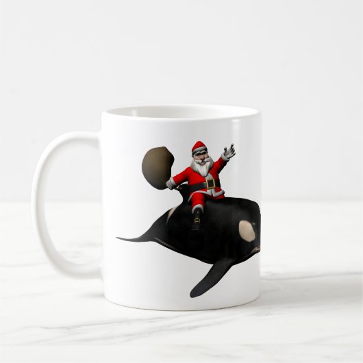 Kerstman rijdt op orka koffiemok (Links)