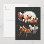 Kerstman rijdt op paarden Paardenslee Equestrian  Aankondigingskaart (Voorkant / Achterkant)