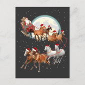 Kerstman rijdt op paarden Paardenslee Equestrian Aankondigingskaart (Voorkant)
