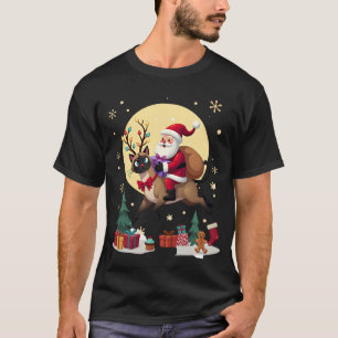 Kerstman rijdt op rendier Siamese kat Kerstboom L T-shirt