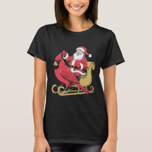 Kerstman rijdt op reusachtige kardinaalvogel voor  t-shirt