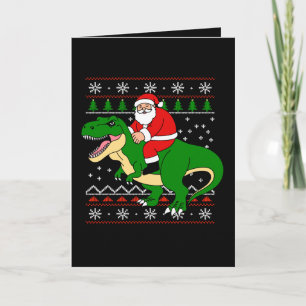 Kerstman rijdt op T Rex Kerst Dinosaurus Lelijke K Kaart
