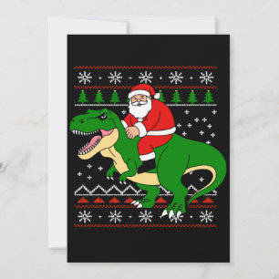 Kerstman rijdt op T Rex Kerstmis Dinosaurus Lelijk Kaart