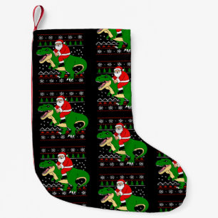 Kerstman rijdt op T Rex Kerstmis Dinosaurus Lelijk Kleine Kerstsok