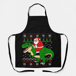 Kerstman rijdt op T Rex Kerstmis Dinosaurus Lelijk Schort