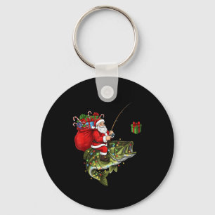 Kerstman rijdt op vis Kerst vissen grappige kerst Sleutelhanger