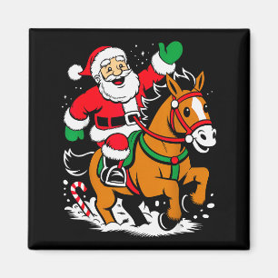 Kerstman rijdt paard Grappig ruiterij Kerstmis Ker Magneet