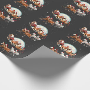 Kerstman rijdt paarden Paardenslee Equestrian  Cadeaupapier