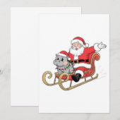 Kerstman rijdt slee met een Moo Deng baby nijlpaar Kaart (Voorkant / Achterkant)