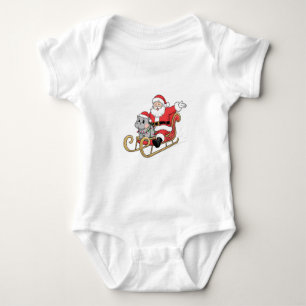 Kerstman rijdt slee met een Moo Deng baby nijlpaar Romper