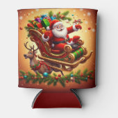 Kerstman rijdt slee met een rendier blikjeskoeler (Voorkant)