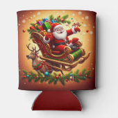 Kerstman rijdt slee met een rendier blikjeskoeler (Achterkant)