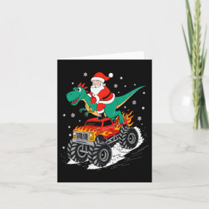 Kerstman rijdt T Rex dinosaurus monstertruck jonge Kaart