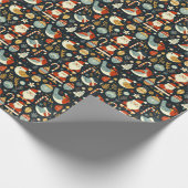 Kerstman Robins Roemeense Vlag kleuren Cadeaupapier (Hoek)