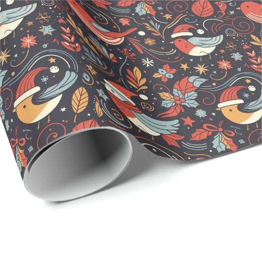 Kerstman Robins Roemeense Vlag kleuren Cadeaupapier (Rol Hoek)