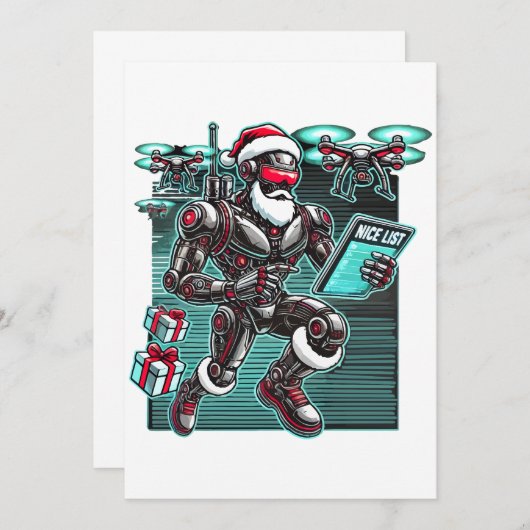Kerstman-robot aangedreven door AI met drones en K Kaart (Voorkant / Achterkant)