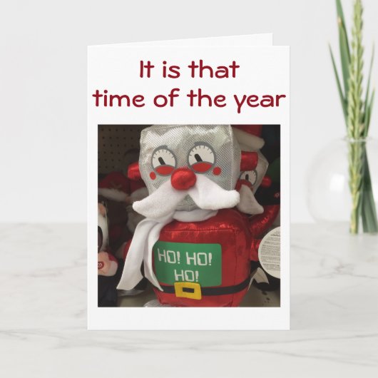 KERSTMAN-ROBOT STUURT KERSTVROLIJKHEID FEESTDAGEN KAART (Voorkant)